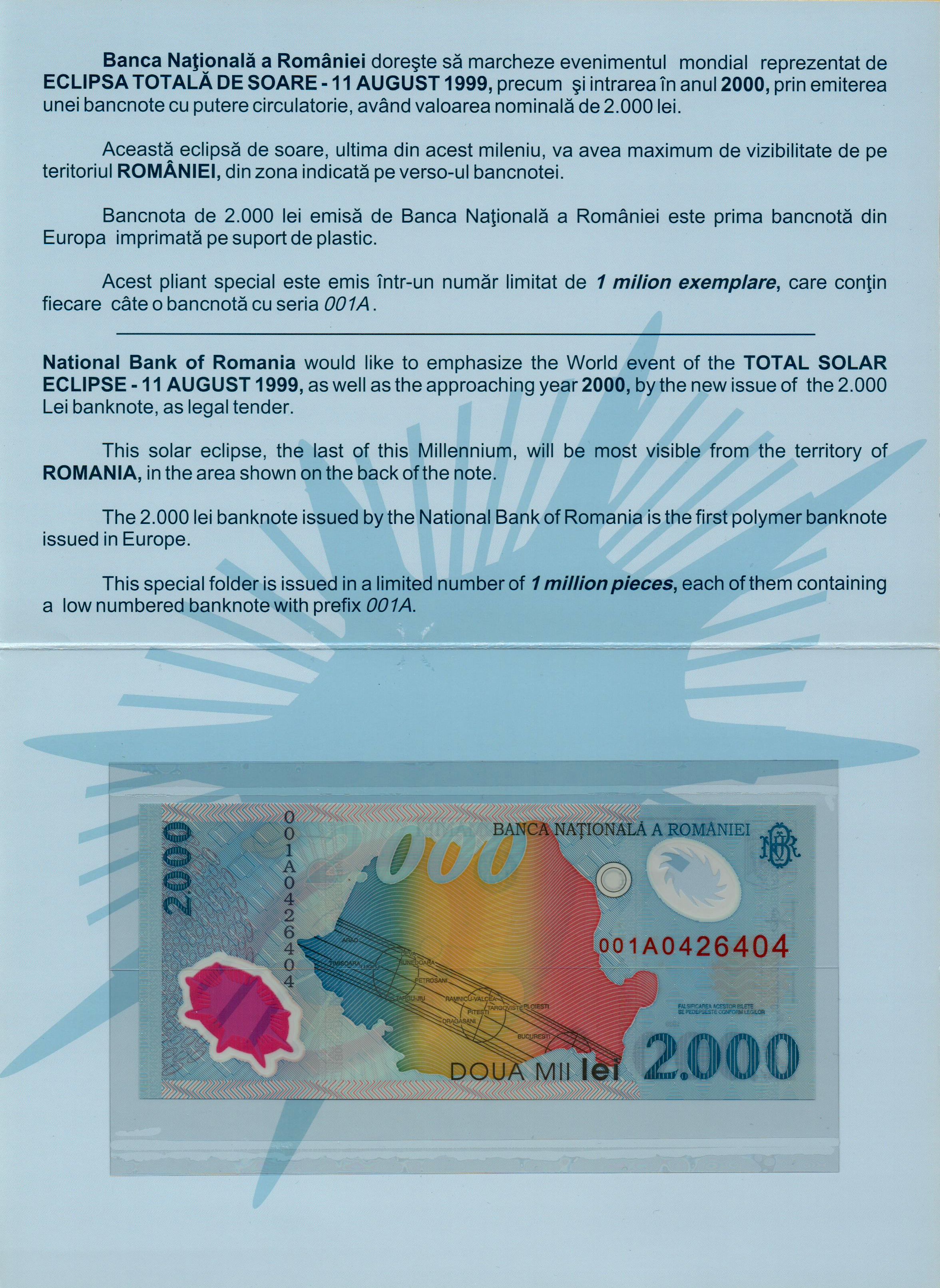 Romania 2000 1999 UNC P-111/b<b>ALBUM LIMITED EDITION</B>